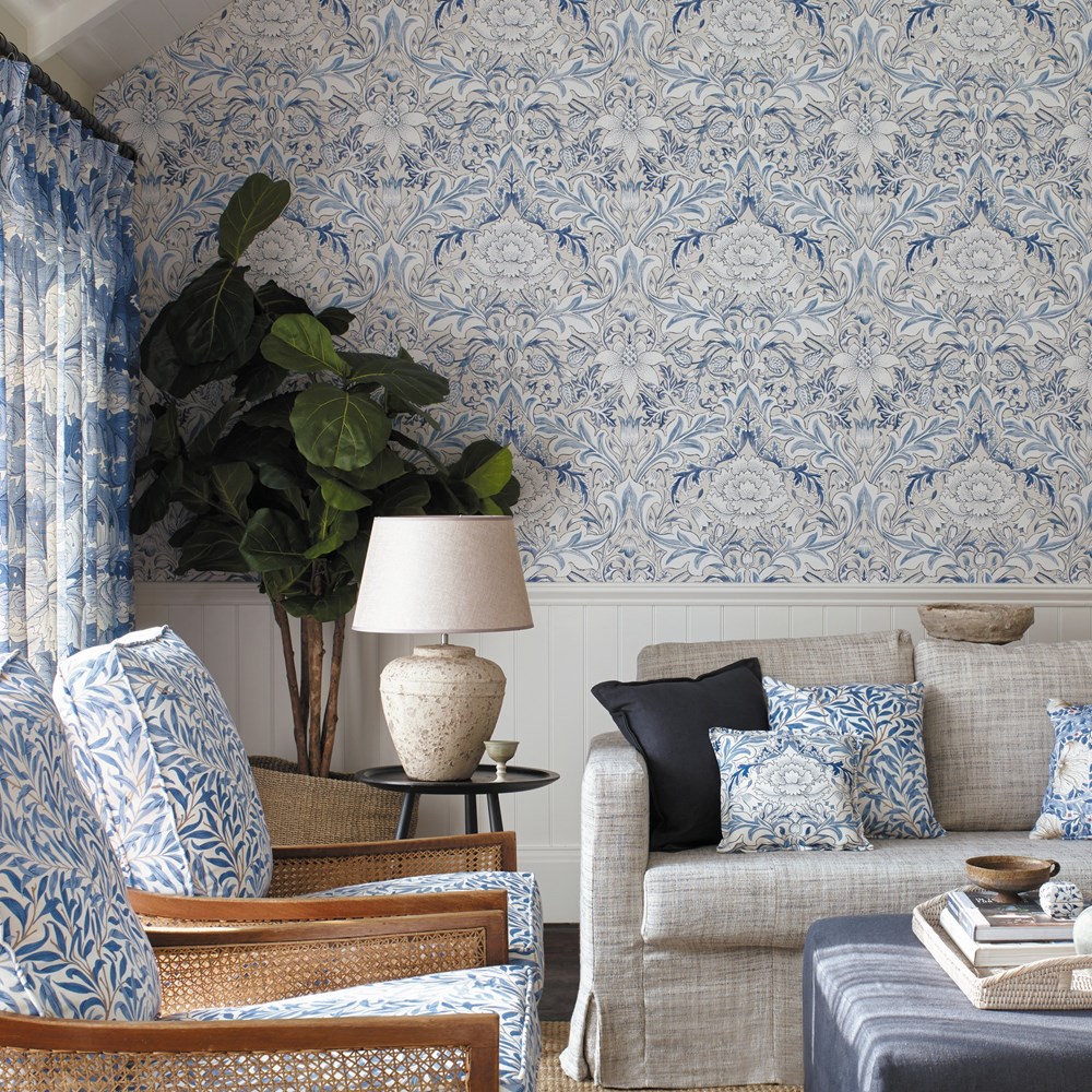 Severn Wallpaper 217075 by Morris & Co in Woad Blue